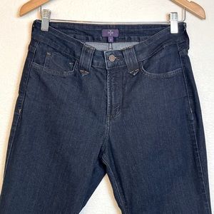 NYJD Woman’s straight leg high waist dark denim jeans size 8